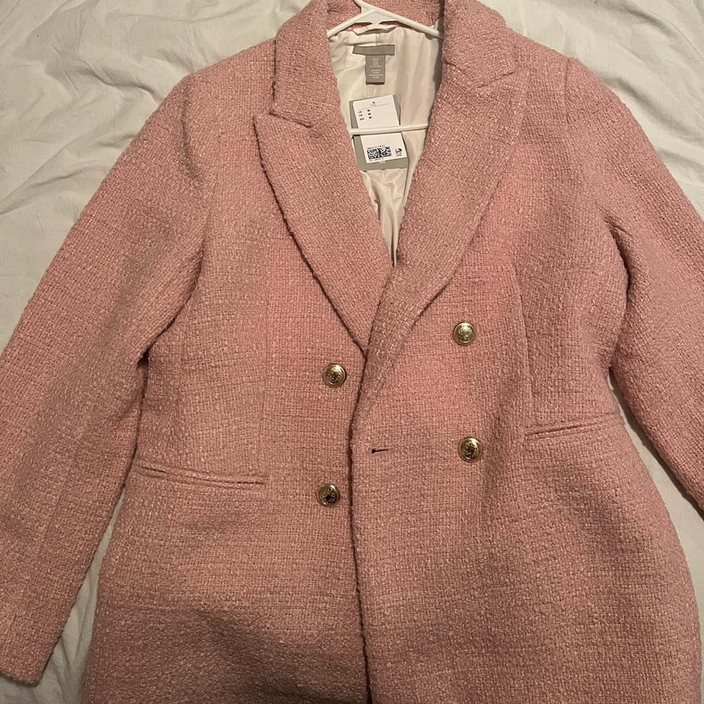 Pink Tweed Blazer with gold buttons- NWT